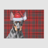 Red Holiday Plaid Doberman Pinscher Christmas 薄葉紙 (正面)