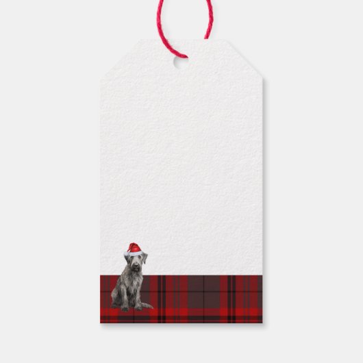 Red Holiday Plaid Irish Wolfhound Dog Christmas ギフトタグ (裏面)
