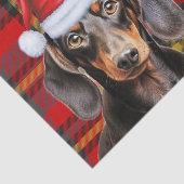 Red Holiday Plaid Smooth Coat Dachshund Christmas 薄葉紙 (詳細)