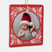 Red Holly 2年のクリスマスの写真 セラミックオーナメント (右)
