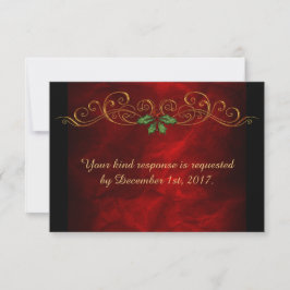 Red Holly Christmasのメ結婚ニューRSVP 出欠カード