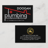 Red Home Plumbing Pipe System Plumber Repair 名刺 (正面/裏面)