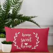 Red Home Sweet Home Heart Wreath Lumbar Pillow ランバークッション