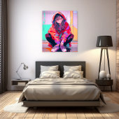 Red Hoodie JK アートパネル Art Panel｜寿司娘 GenerativeAI キャンバスプリント