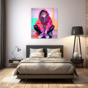 Red Hoodie JK アートパネル Art Panel|寿司娘 GenerativeAI キャンバスプリント