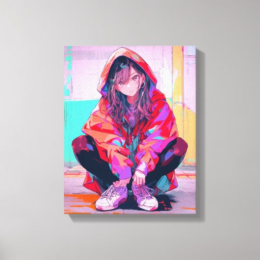 Red Hoodie JK アートパネル Art Panel｜寿司娘 GenerativeAI キャンバスプリント (正面)