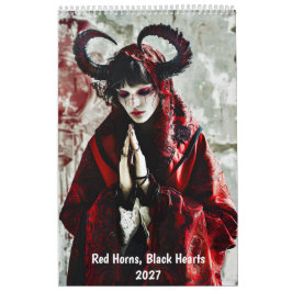 Red Horns, Black Hearts - ゴシックスタイルカレンダー カレンダー