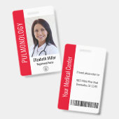 Red Hospital Medical Employeeの写真ID バッジ (正面＆裏面)