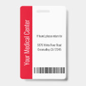 Red Hospital Medical Employeeの写真ID バッジ (裏面)