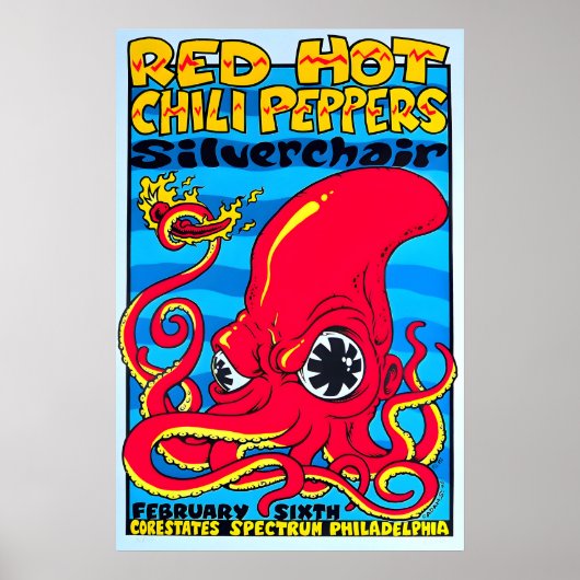 Red Hot Chili Peppers Poster Psychedelic Squid Art ポスター (正面)