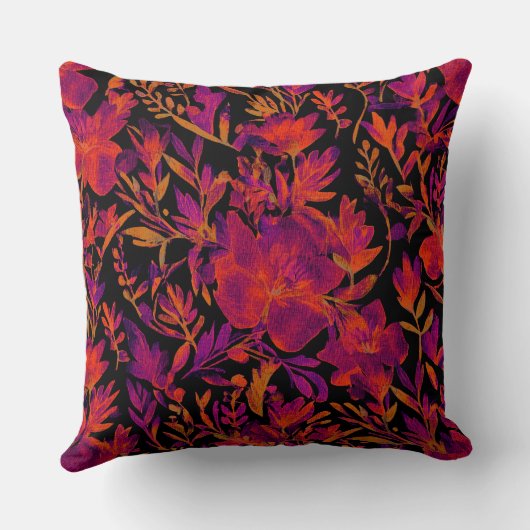 Red hot floral pattern クッション (裏面)