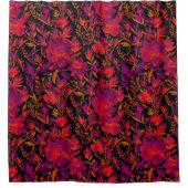 Red hot floral pattern シャワーカーテン (正面)