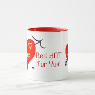 Red HOT for You Blue-Eyes Girl Valentine's Day マグカップ