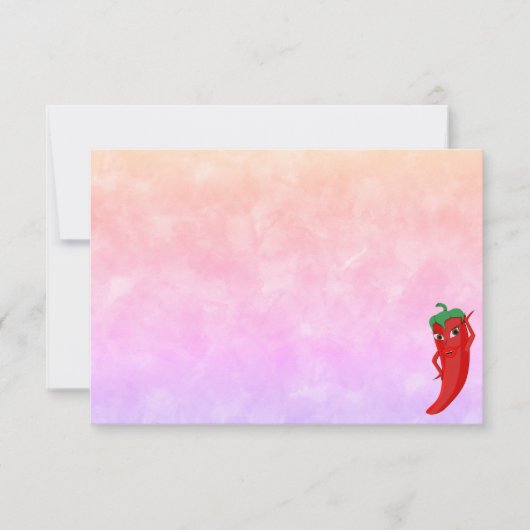 Red Hot Pepper Diva Watercolor Custom Blank ノートカード (正面)