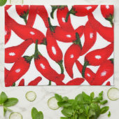 Red Hot Peppers Spicy  キッチンタオル (折り畳み)