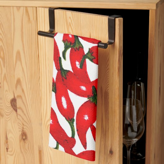 Red Hot Peppers Spicy  キッチンタオル (三つ折り)