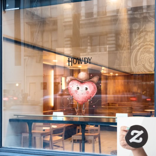 Red Howdy Cowgirl Heart  ウィンドウサイン (カフェ窓)