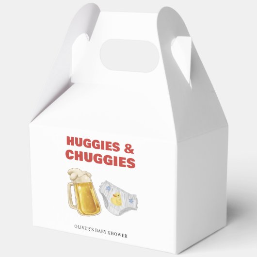 Red Huggies Chuggies Beer Diaper Boy Baby Shower  フェイバーボックス (裏面)