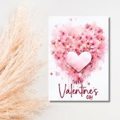 Red hydrangea heart Happy Valentines Day シーズンカード