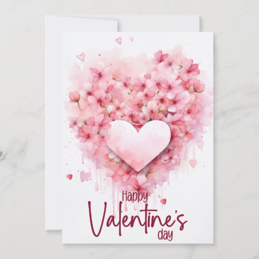 Red hydrangea heart Happy Valentines Day シーズンカード (正面)