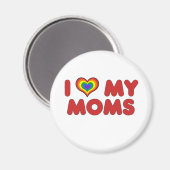 Red I Love My Moms Magnet マグネット (正面/裏面)