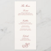 Red Illustrated Locket Whimsical Wedding Menu メニュー (正面)