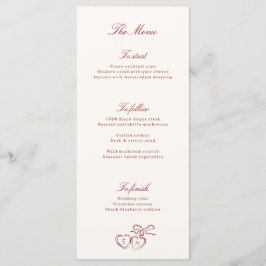 Red Illustrated Locket Whimsical Wedding Menu メニュー