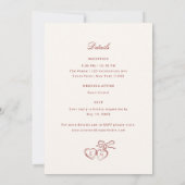 Red Illustrated Swans Whimsical All in One Wedding 招待状 (裏面)