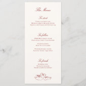 Red Illustrated Swans Whimsical Wedding Menu メニュー (正面)