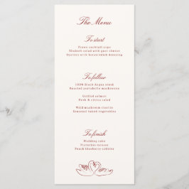 Red Illustrated Swans Whimsical Wedding Menu メニュー