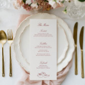 Red Illustrated Swans Whimsical Wedding Menu メニュー