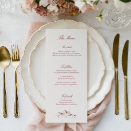 Red Illustrated Swans Whimsical Wedding Menu メニュー