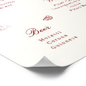 Red Illustrated Whimsical Wedding Bar Menu ポスター (角)