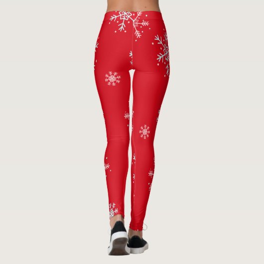 Red illustrative snowflake white レギンス (裏面)