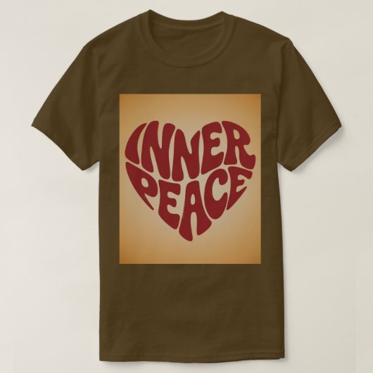 Red Inner Peace Heart Brown T-Shirt Tシャツ (デザイン正面)