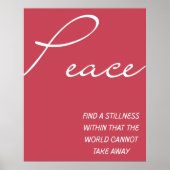 Red Inspirational Peace Quote  Wall Art ポスター (正面)