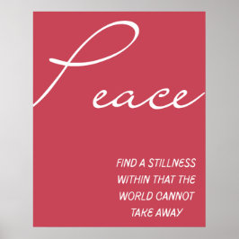 Red Inspirational Peace Quote  Wall Art ポスター