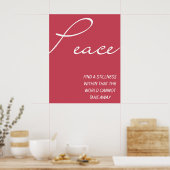 Red Inspirational Peace Quote  Wall Art ポスター (キッチン)