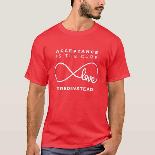 Red Instead Acceptance Of Autism Tシャツ (正面)
