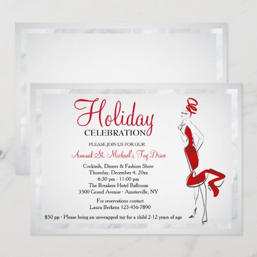 Red Invitation女性 招待状 (正面/裏面)