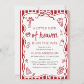 Red Italian A little slice of heaven Baby Shower 招待状 (正面)