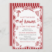 Red Italian A little slice of heaven Baby Shower 招待状 (正面/裏面)