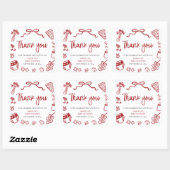 Red Italian Hand Drawn Pizza Baby Shower Thank you スクエアシール (シート)