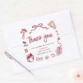 Red Italian Hand Drawn Pizza Baby Shower Thank you スクエアシール (封筒)