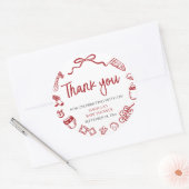 Red Italian Hand Drawn Pizza Baby Shower Thank you ラウンドシール (封筒)