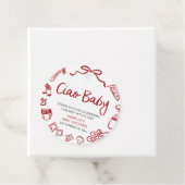 Red Italian Hand Drawn Pizza Ciao Baby Baby Shower フェイバータグ (インサイチュ)