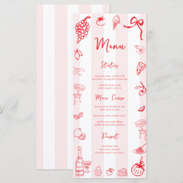 Red Italian Hand Drawn Wedding Bridal Shower メニュー