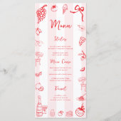 Red Italian Hand Drawn Wedding Bridal Shower メニュー (正面)