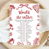 Red Italian Would She Rather Baby Shower Game 招待状
