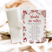 Red Italian Would She Rather Baby Shower Game 招待状
